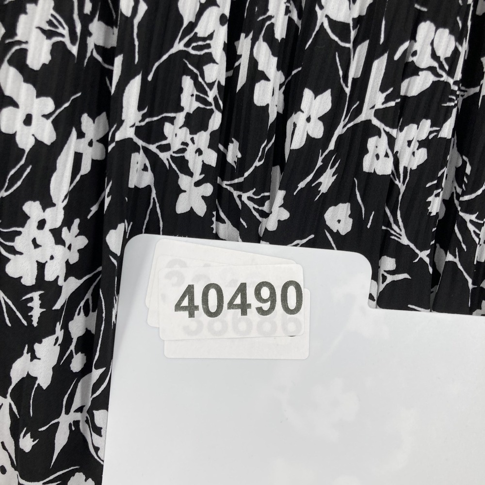 Lauren Ralph Lauren Blouse Womens 2X Black White Floral Pleated Long Sleeve - Picture 14 of 14